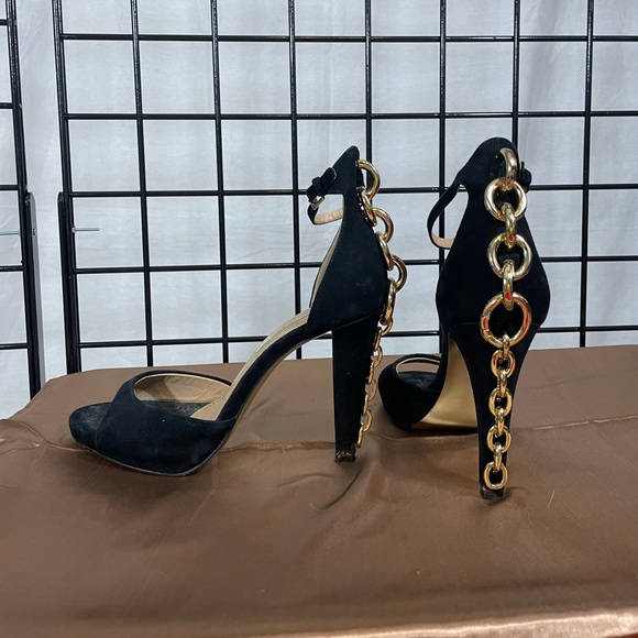 🚚 MOVING SALE Diane Von Furstenberg Sofia Black Suede Chain Heels by DVF - Picture 7 of 15